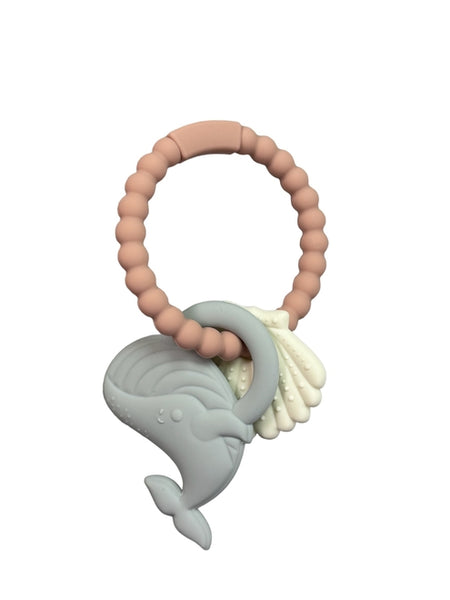 Whale Teething Ring - All Silicone - Misty Rose