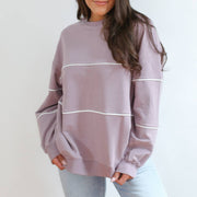 Relaxed Fit Invisible Zipper Breastfeeding Sweatshirt with Piping - Lilac