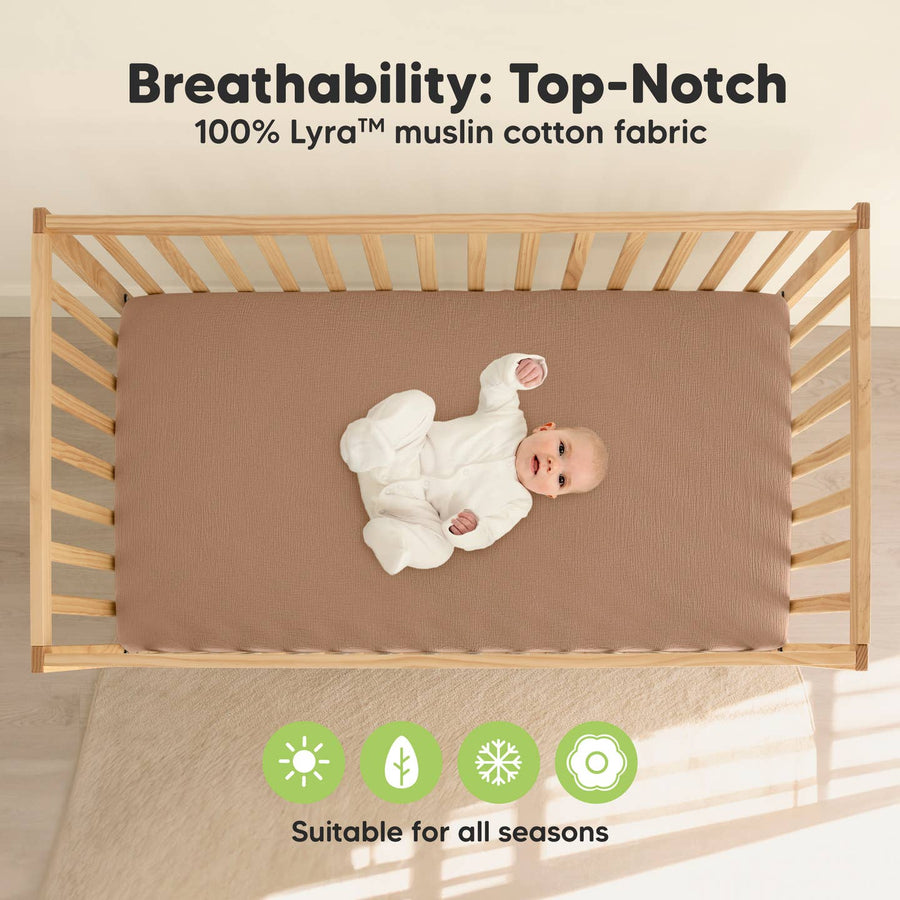 2 Pack Lyra Muslin Crib Sheets - Russet