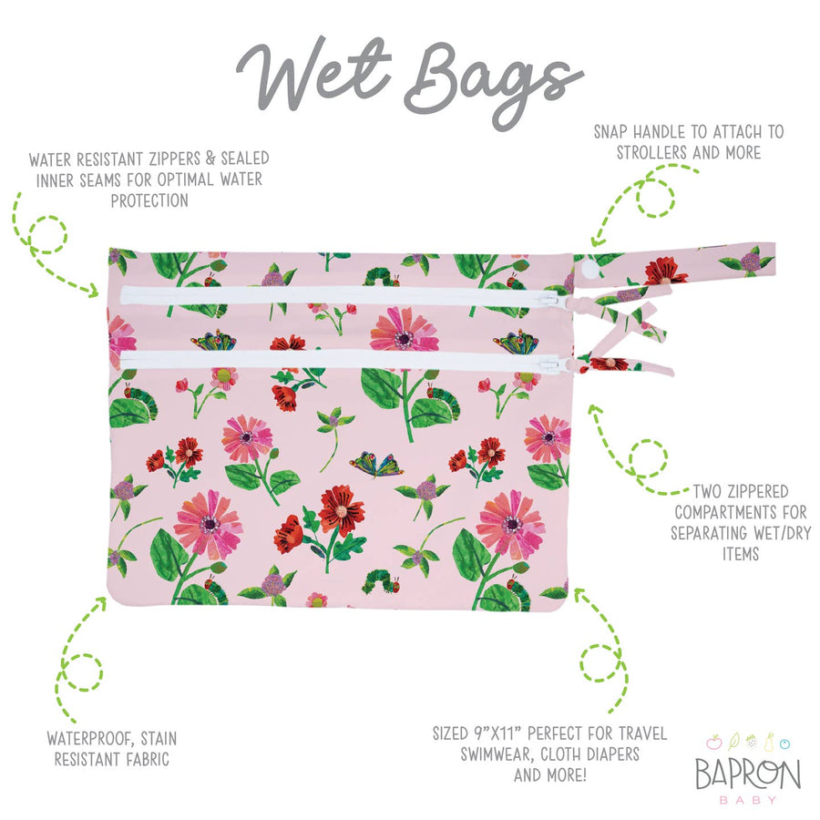 Pink Floral Caterpillar - Waterproof Wet Bag