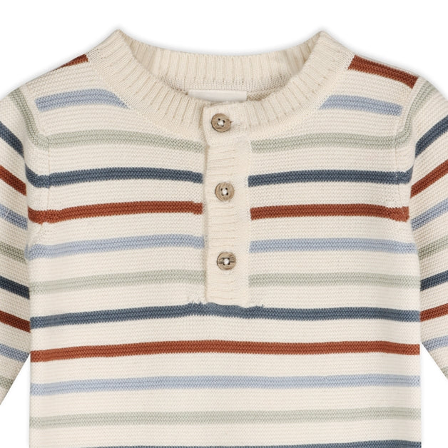 Multicolor Stripe Chunky Sweater Knit Baby Jumpsuit