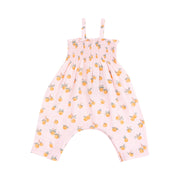 Tie Strap Smocked Romper - Sweet Clementines