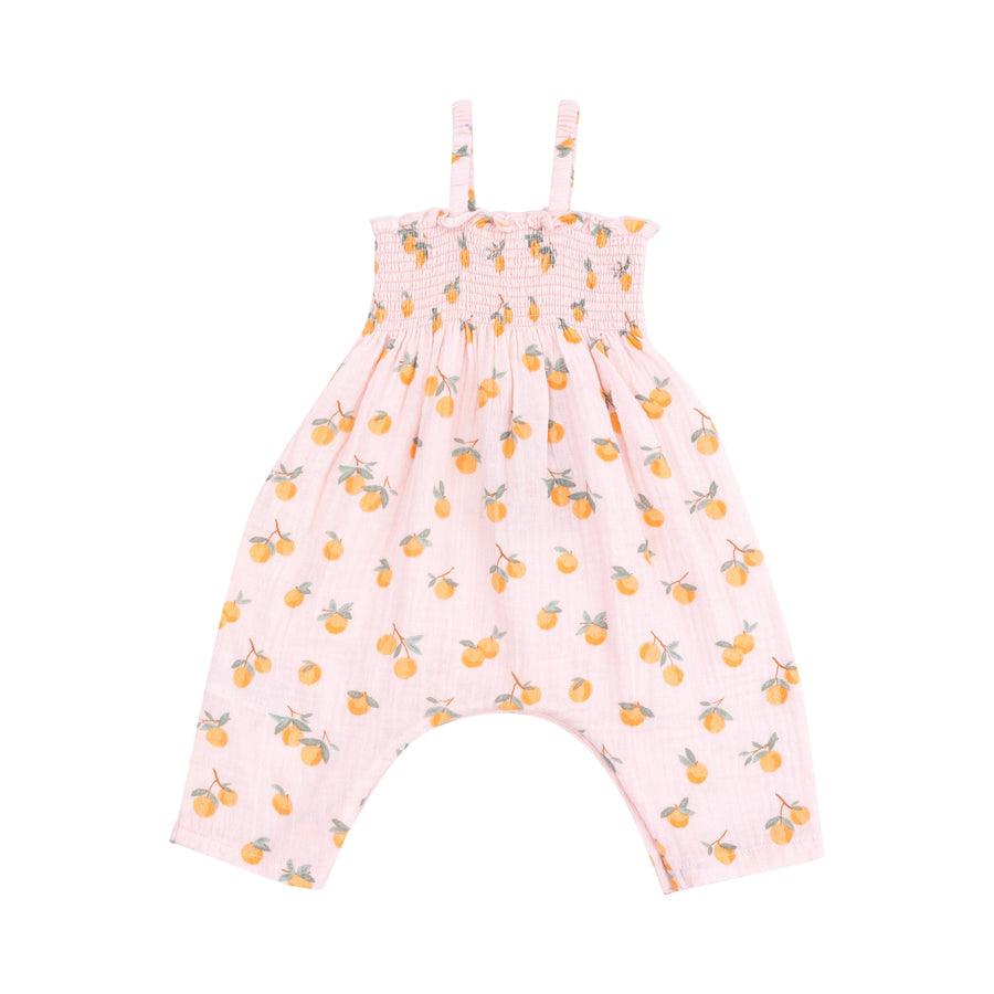 Tie Strap Smocked Romper - Sweet Clementines