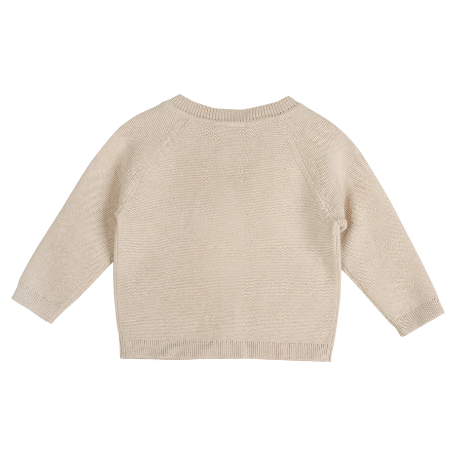 Cozy Bear Applique Knit Cardigan Sweater And Pant Set