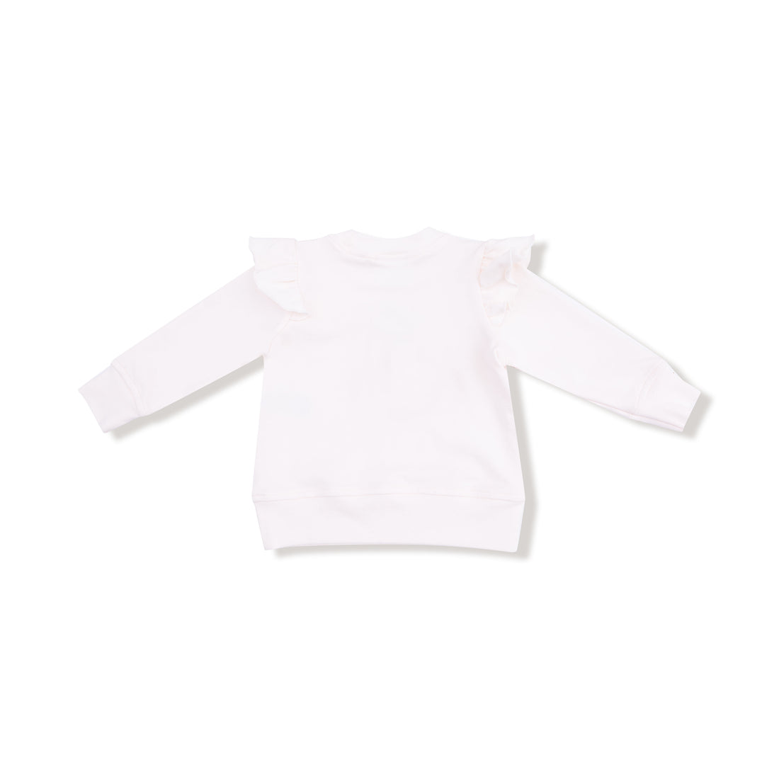 Ruffle Shoulder Sweatshirt - Cutie Pie Embroidery