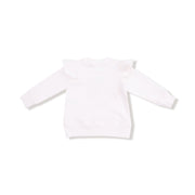 Ruffle Shoulder Sweatshirt - Cutie Pie Embroidery