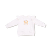 Ruffle Shoulder Sweatshirt - Cutie Pie Embroidery