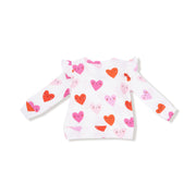 Ruffle Sleeve Top - Happy Hearts