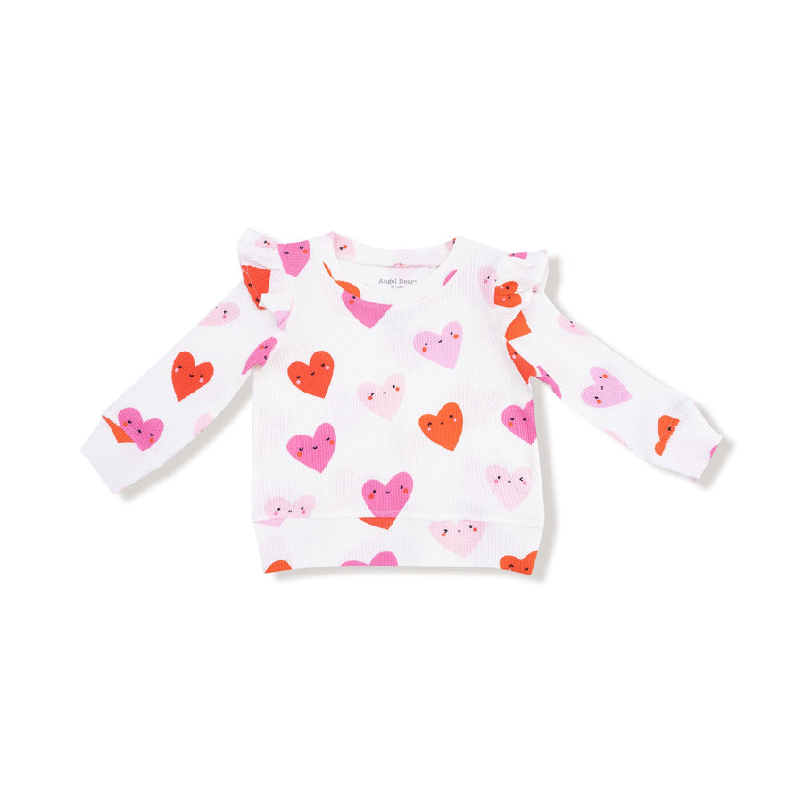 Ruffle Sleeve Top - Happy Hearts