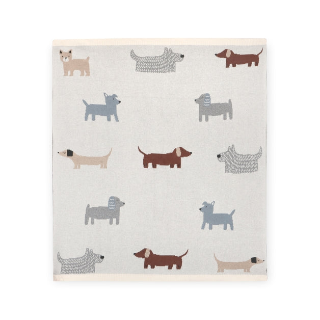 Organic Jacquard Sweater Knit Baby Blanket - Buddy Dog