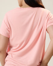 Classic Modal V-Neck Nursing T-Shirt - Sunset Pink