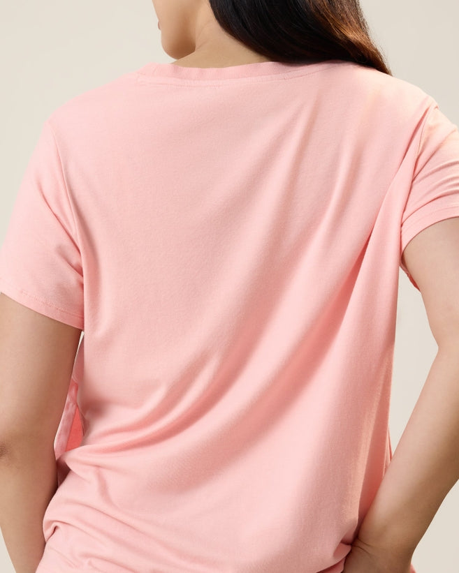 Classic Modal V-Neck Nursing T-Shirt - Sunset Pink