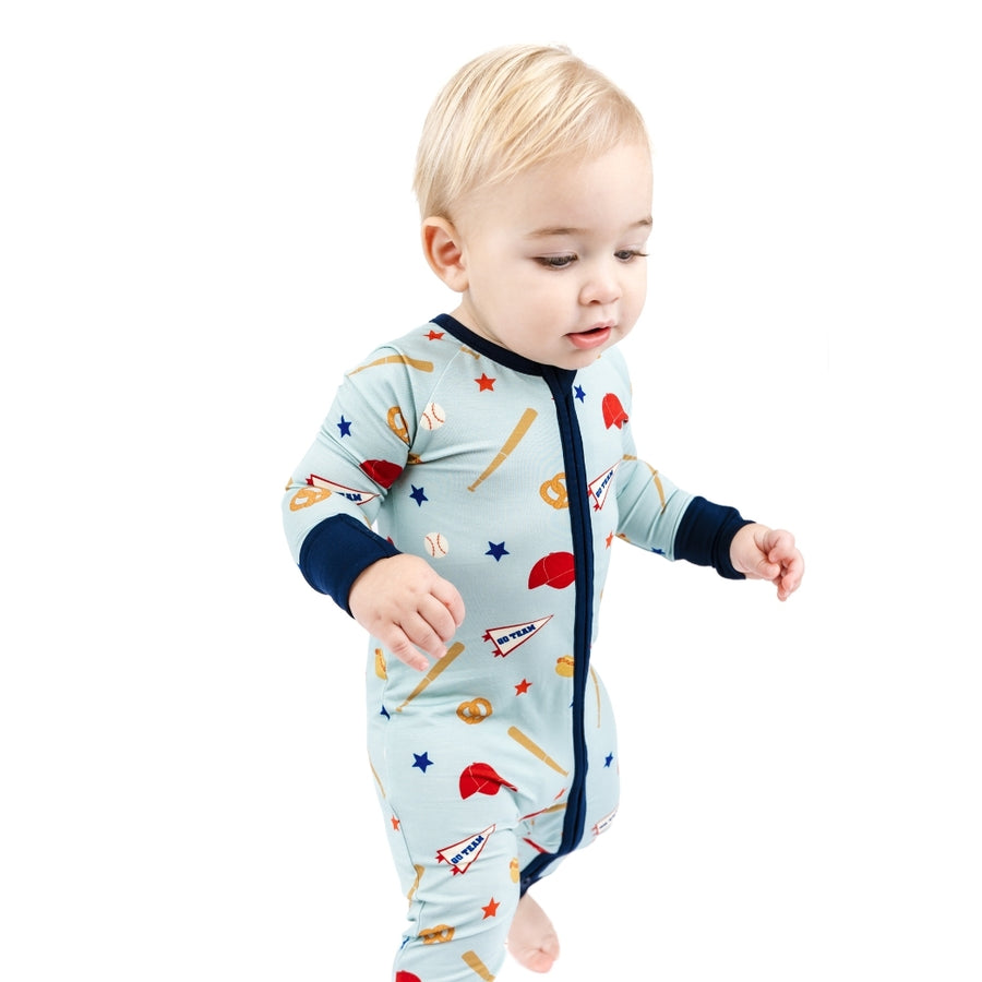 Bamboo Baby Convertible Romper - Play Ball Baseball