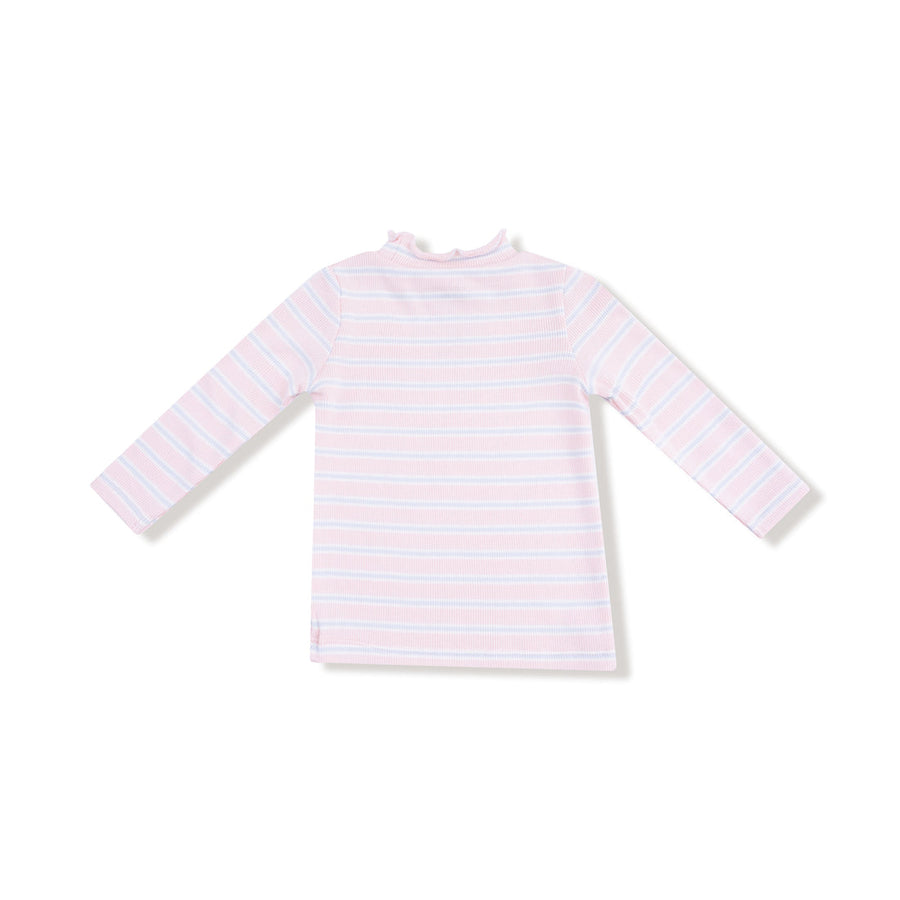Multi Stripe Long Sleeve Mock Turtle Neck -Pink
