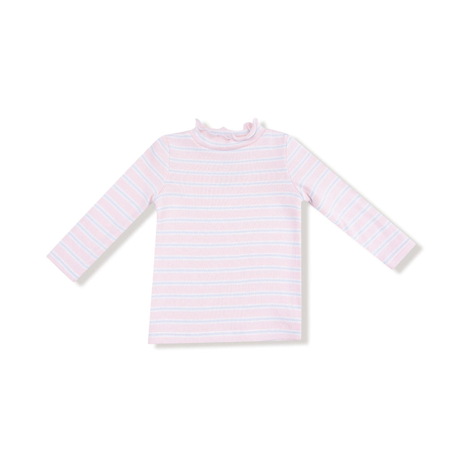 Multi Stripe Long Sleeve Mock Turtle Neck -Pink