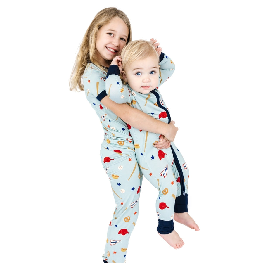 Bamboo Two Piece Long Sleeve Pajamas - Play Ball Baseball