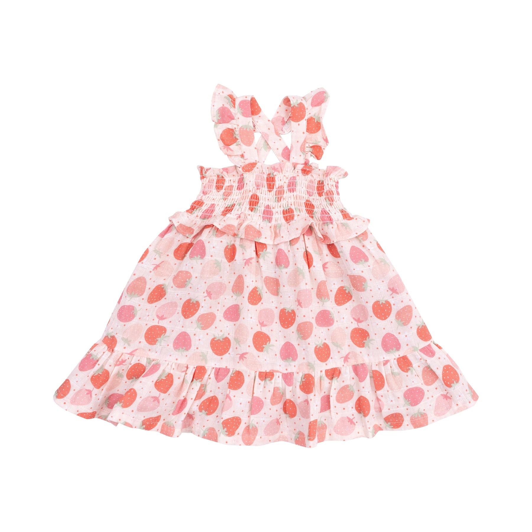 Smocked Ruffle Sundress and Diaper Cover - Strawberry Bliss