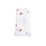 Bamboo Swaddle Blanket - Footballs & Bows