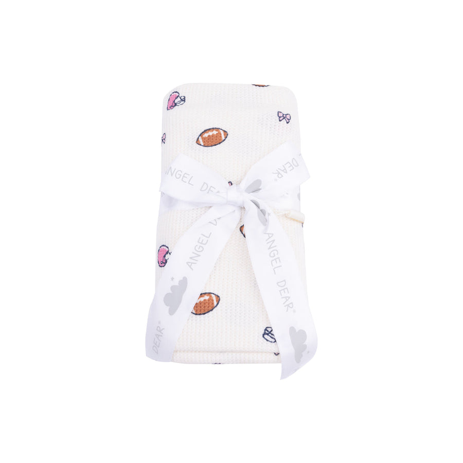 Bamboo Swaddle Blanket - Footballs & Bows