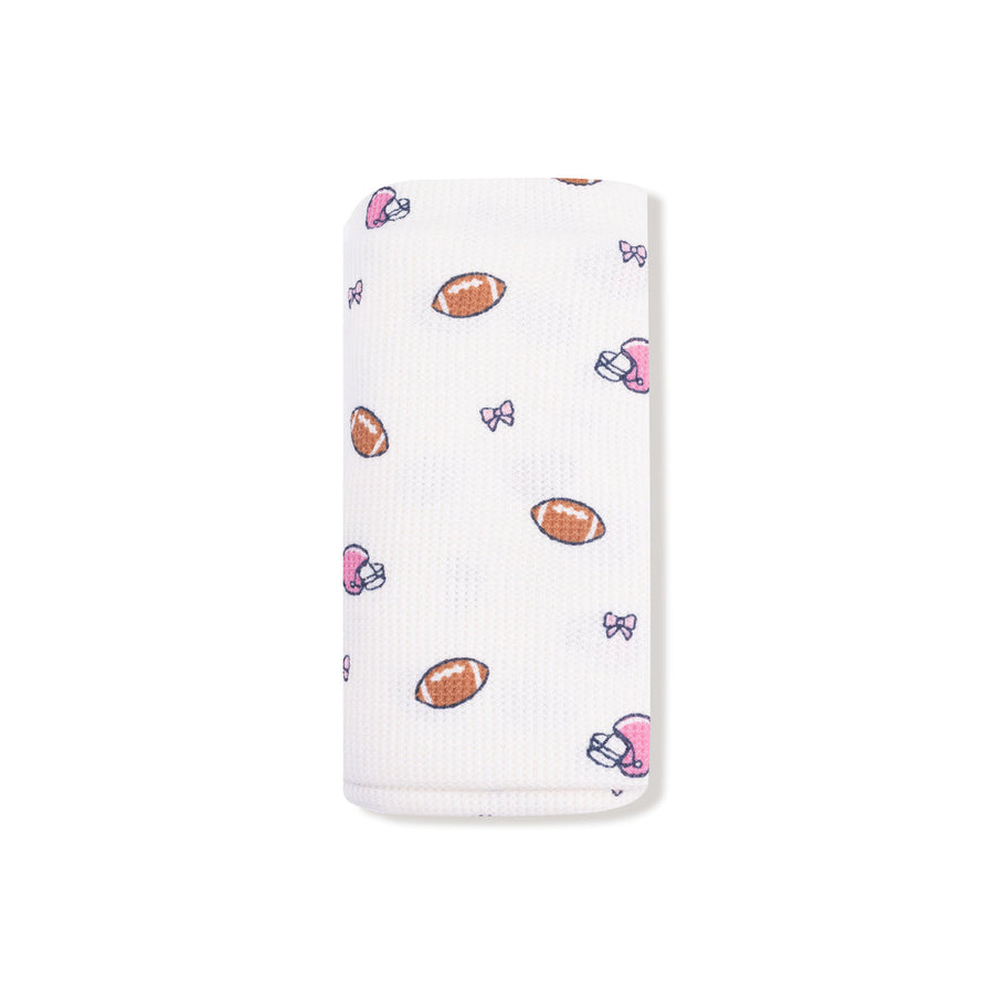 Bamboo Swaddle Blanket - Footballs & Bows