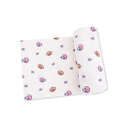 Bamboo Swaddle Blanket - Footballs & Bows