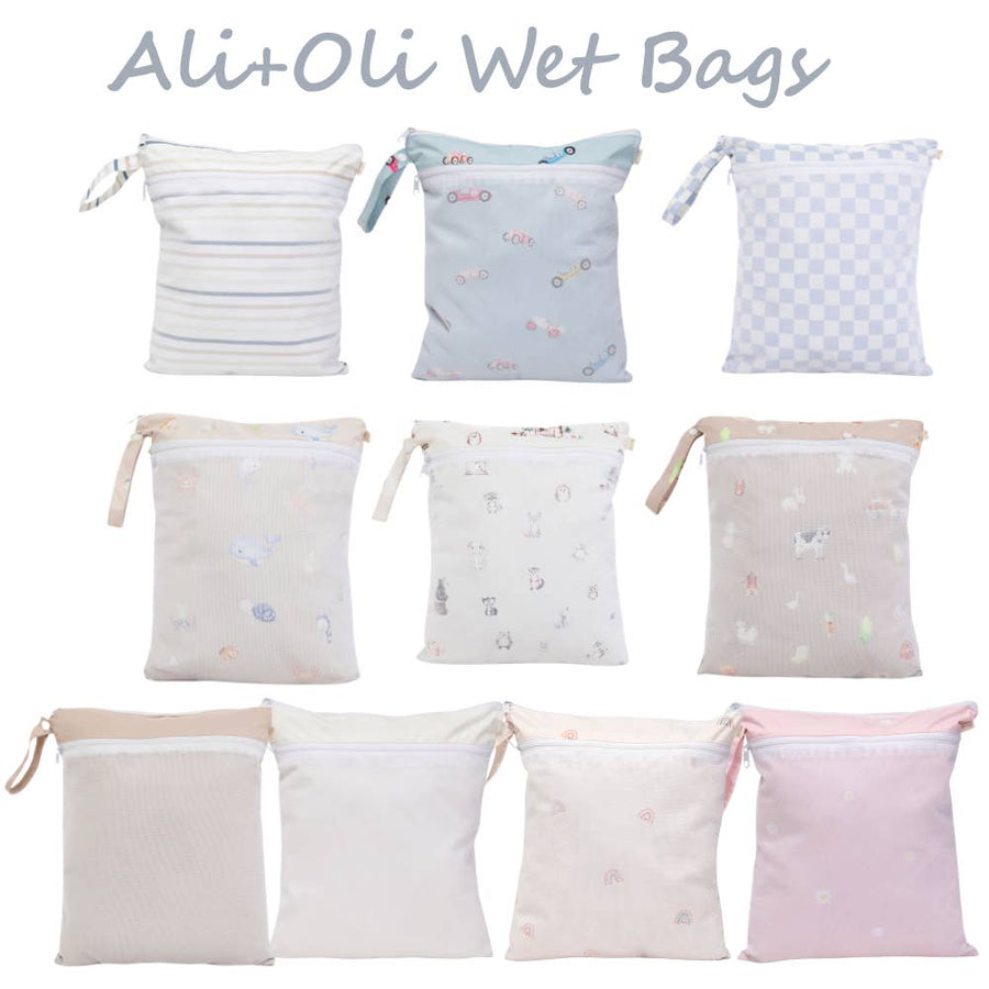 Dual-Compartment Wet/Dry Bag with Mesh Pocket - Various Patterns