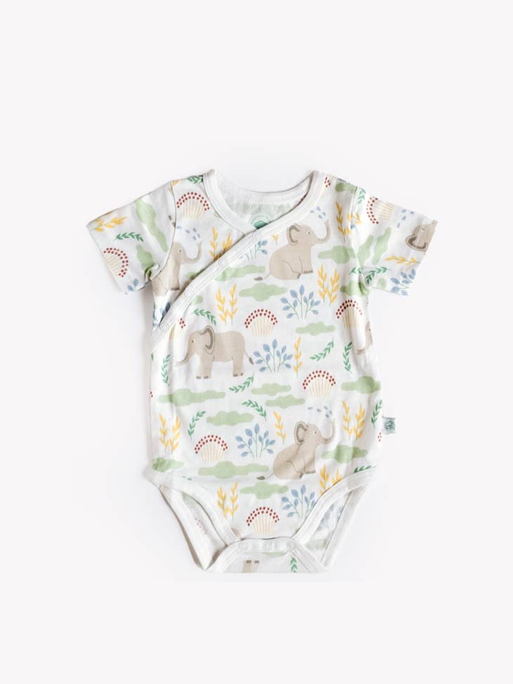 Shoulder Snap Short Sleeve Onesie - Elephant