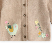 Organic Cotton Embroidered Baby Knit Cardigan - Bird