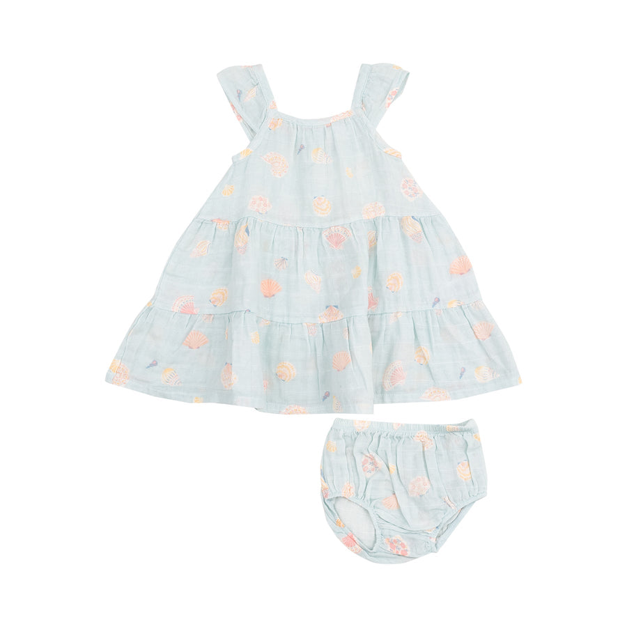 Twirly Sundress and Diaper Cover - Pretty Seashells