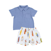 Polo Shirt and Muslin Short - Vintage Surfboard