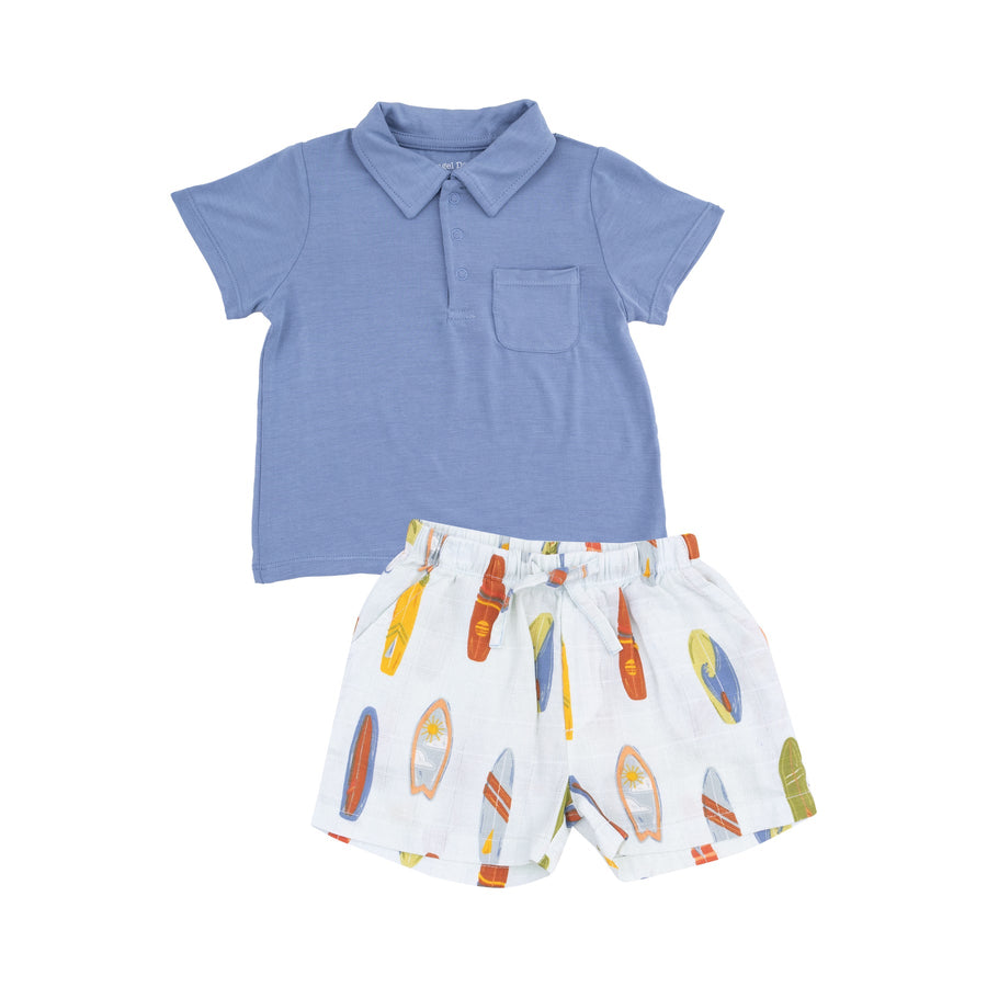 Polo Shirt and Muslin Short - Vintage Surfboard