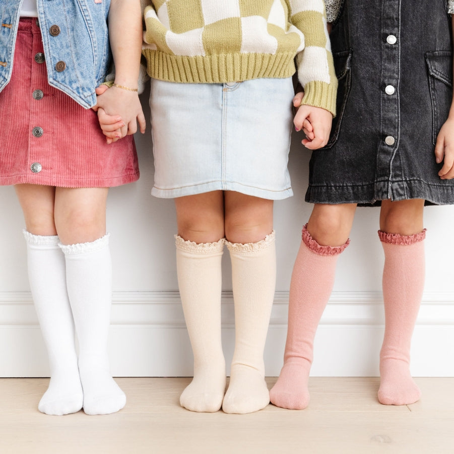 Girlhood Lace Top Knee High Socks 3 Pack