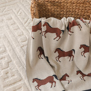 Organic Jacquard Sweater Knit Baby Blanket - Horse