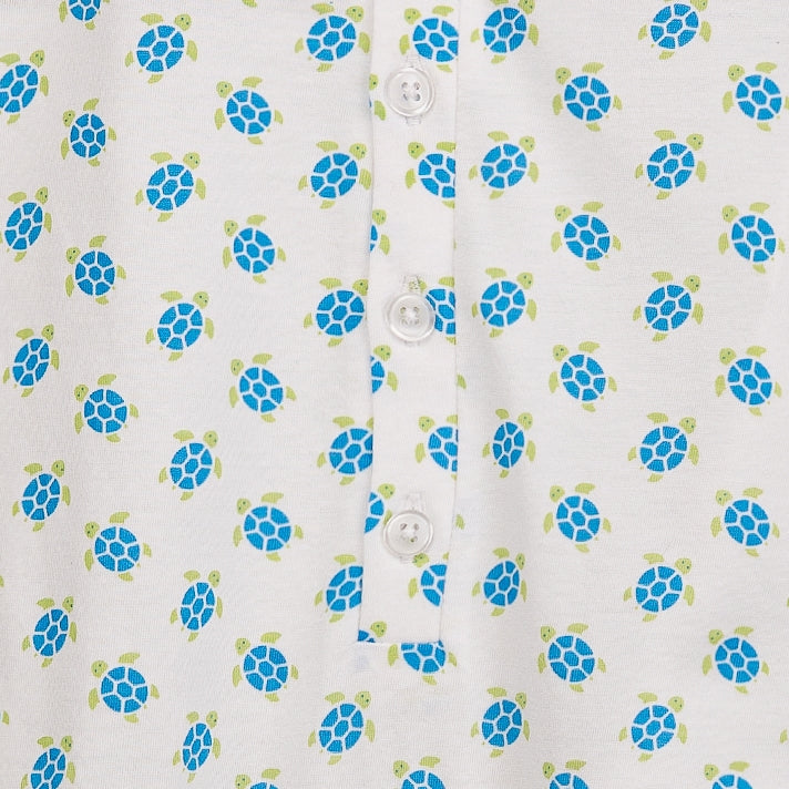 Henley Romper - Sea Turtle Tango on White