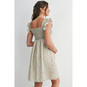 Floral Smocked Maternity Babydoll Dress - Green