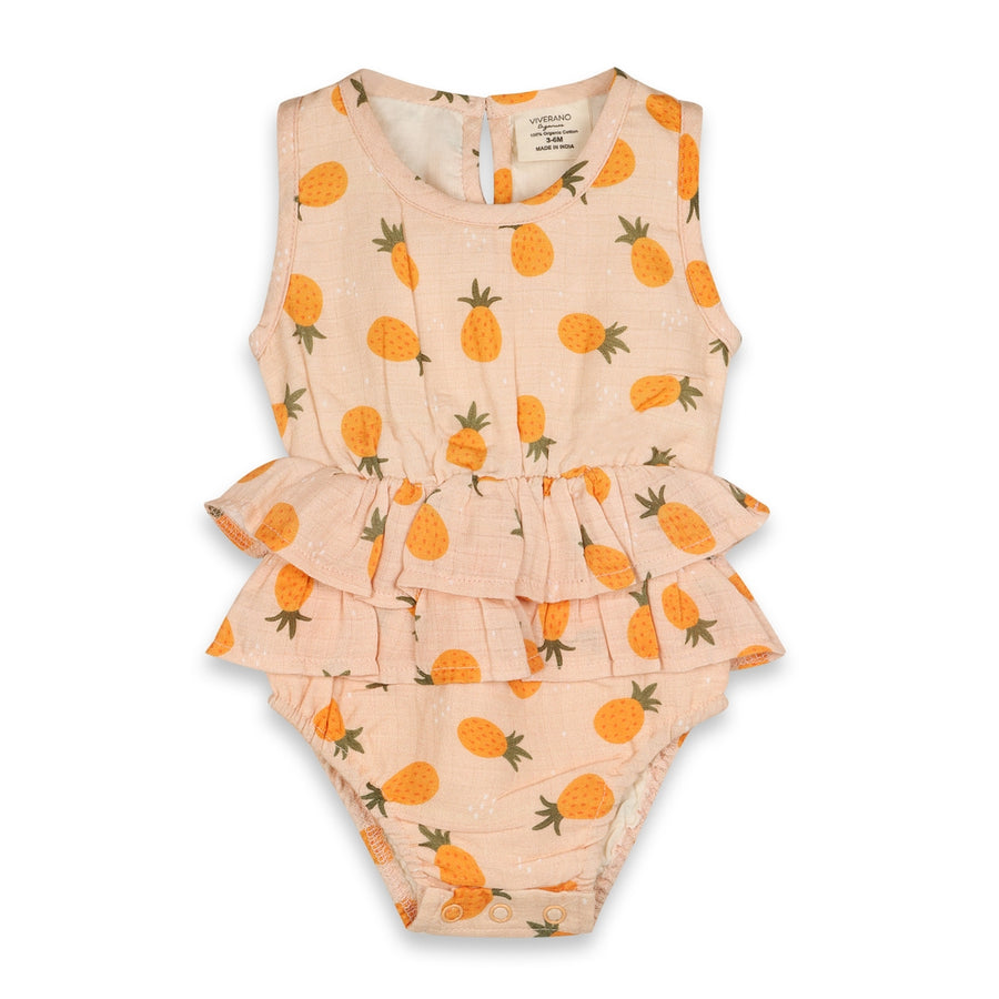 Short Baby Romper - Pineapple Ruffle