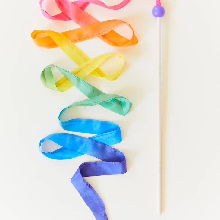 Silk & Wood Streamer - Wand For Pretend Play - Various Colors