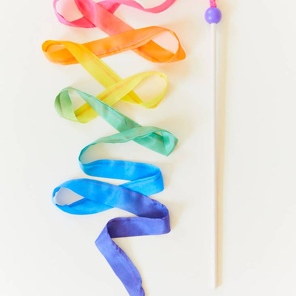 Silk & Wood Streamer - Wand For Pretend Play - Various Colors
