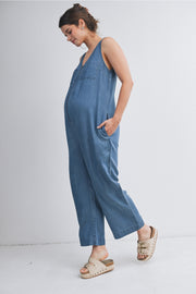 Sleeveless Maternity/Nursing Denim Jumpsuit