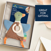 Bitzy Crinkle Sensory Toy with Teether - Mallard Duck