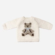 Knit Teddy Bear Sweater - Blue Bow