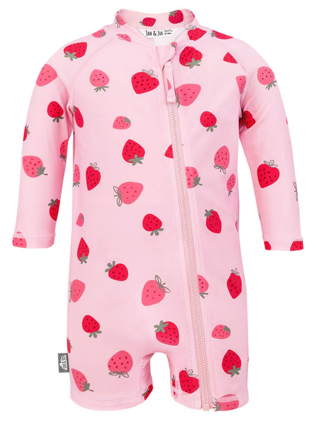 Long Sleeve UV Jumpsuit - Pink Strawberry
