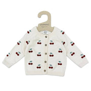 Organic Cherry Embroidered Sweater Knit Baby Cardigan