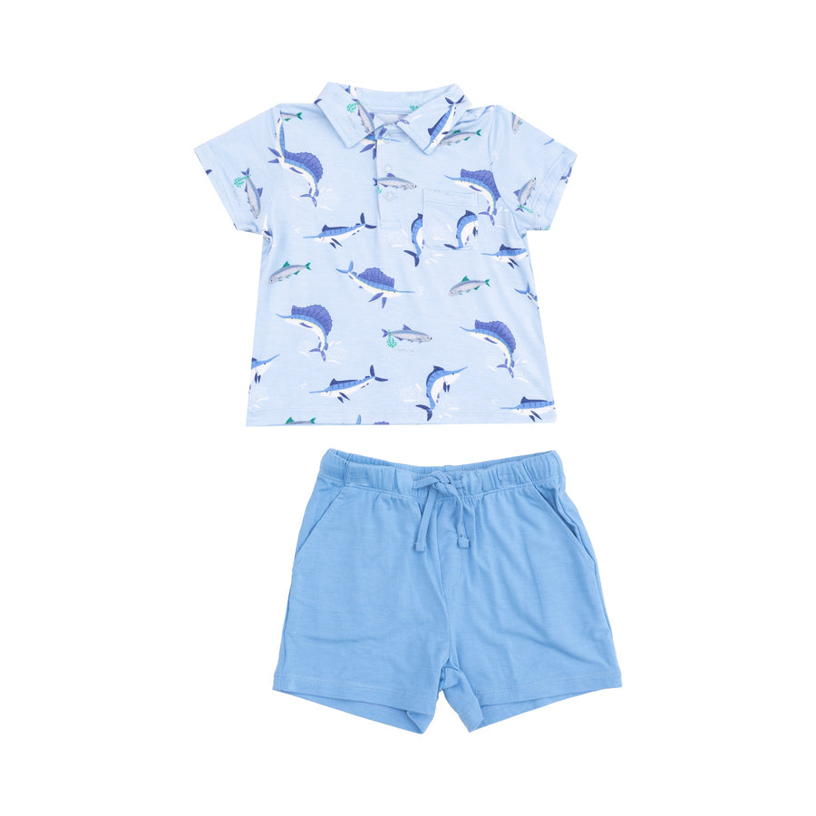 Polo Shirt and Casual Short Set - Deep Sea Fishing