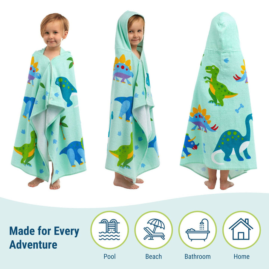 Dinosaur Land Hooded Beach Towel