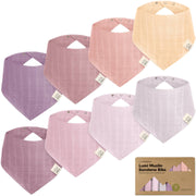 8 Pack Lumi Organic Cotton Muslin Bandana Bibs - Lavender