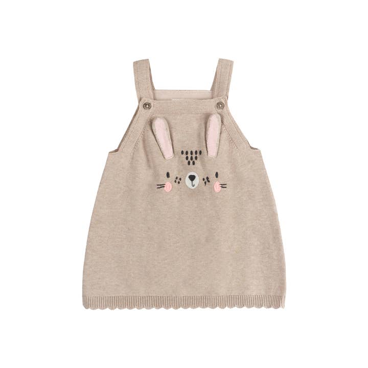Bunny 3D Ears Applique Baby Knit Tunic Dress Set