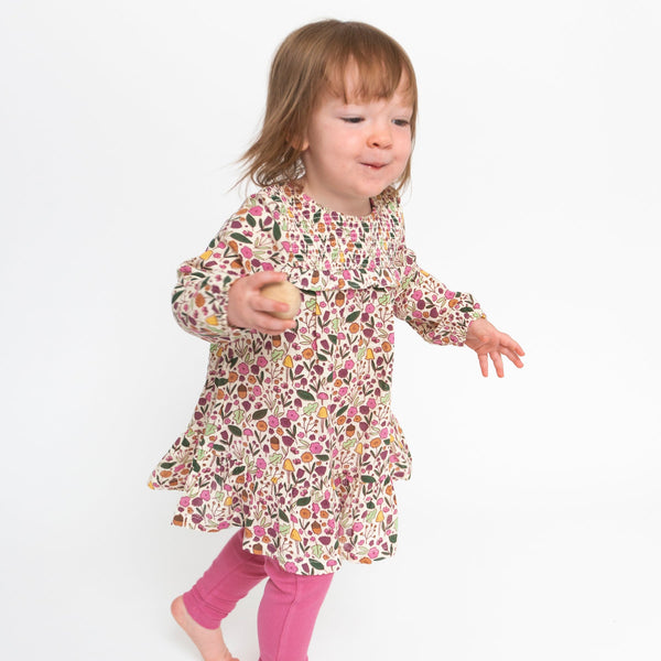 Smocked Ruffle Tiered Dress and Legging - Acorn Floral
