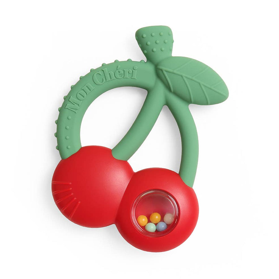 Bitzy Shake Silicone Teether with Rattle - Cherries