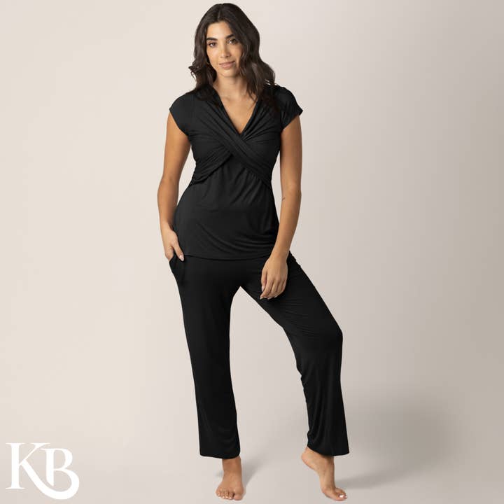 Davy Ultra Soft Maternity and Nursing Pajamas Set - Black